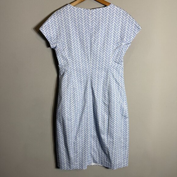 Peserico Geometric Print Sheath Dress Womens IT 44 US 8 Blue White Made in Italy - Picture 8 of 13